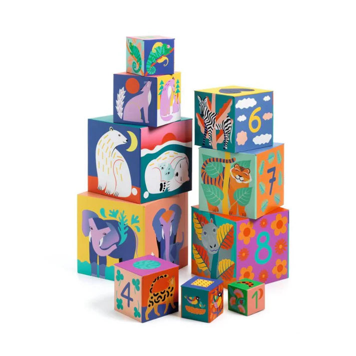 Cubos Apilables Animales Salvajes 10 piezas Djeco