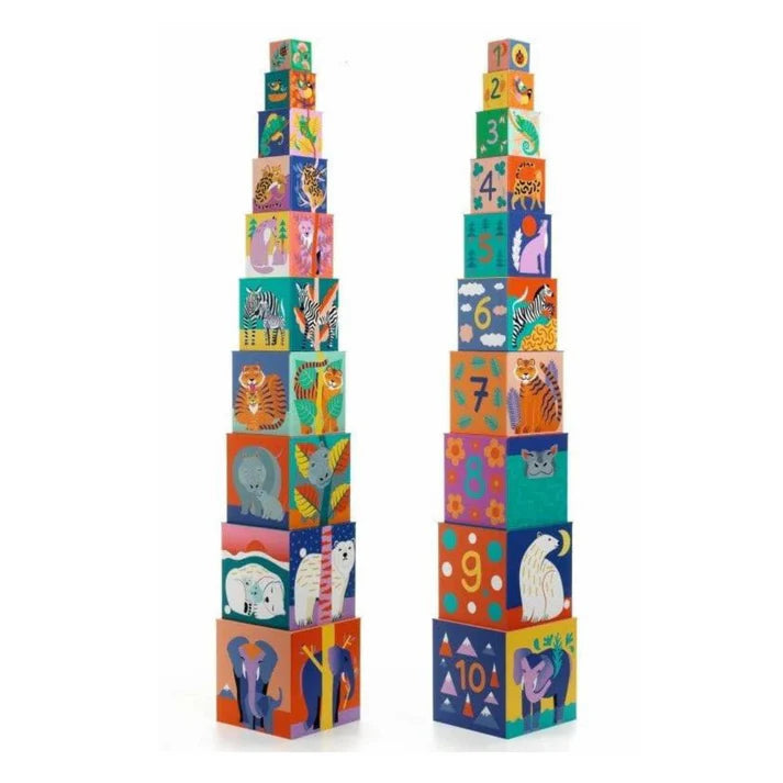 Cubos Apilables Animales Salvajes 10 piezas Djeco