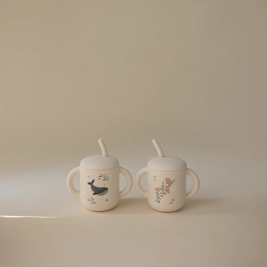 Vaso con Bombilla Whales Mushie