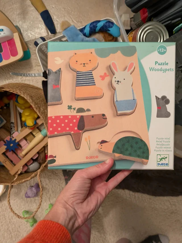 Puzzle Madera Relieve Mascotas Djeco