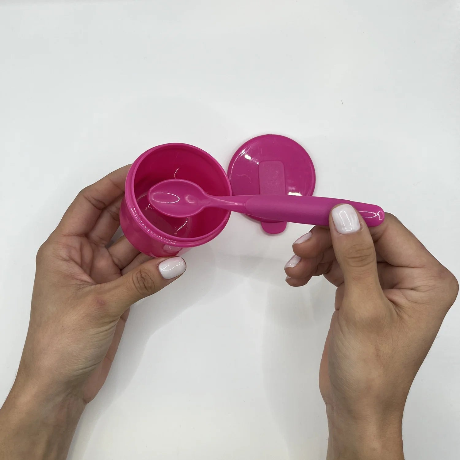 Pack de 3 Pocillos con Cuchara Rosada The Baby Nation