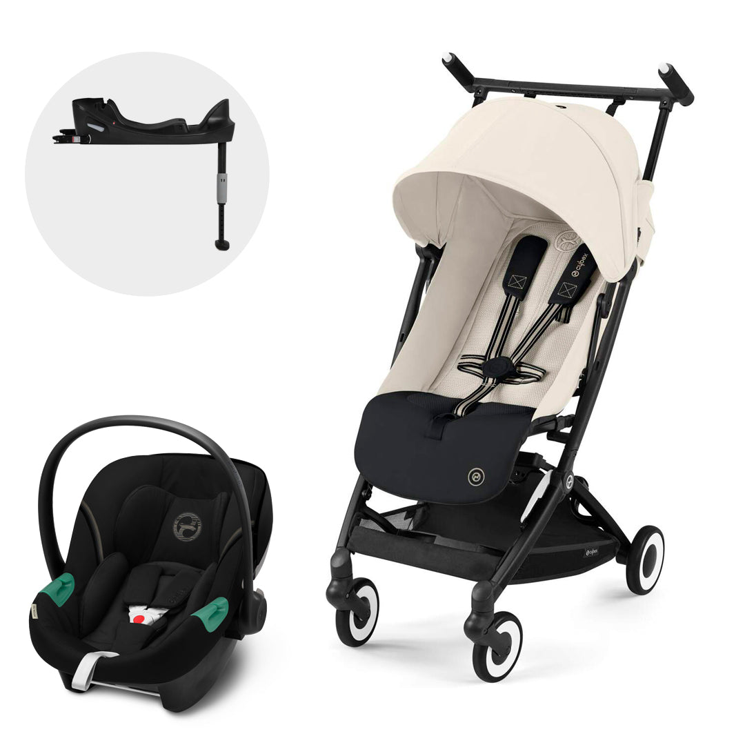 Travel System Coche Libelle + Silla Huevito Aton S2 + Base Canvas White Cybex