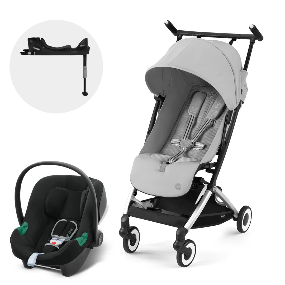 Travel System Coche Libelle + Silla Huevito Aton B2 + Base Silver Fog Grey Cybex