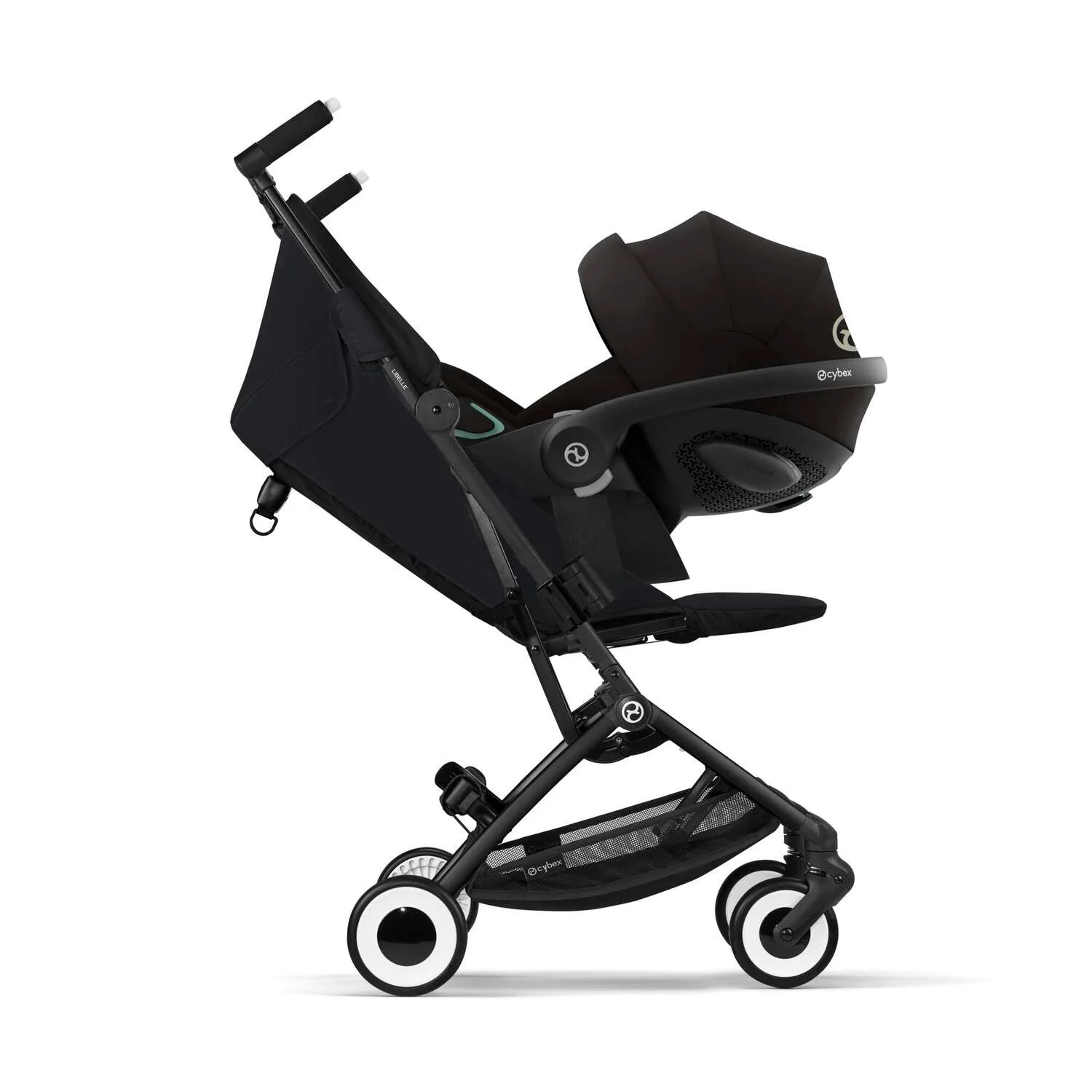 Travel System Coche Libelle + Silla Huevito Aton G + Base Black Magic Black Cybex