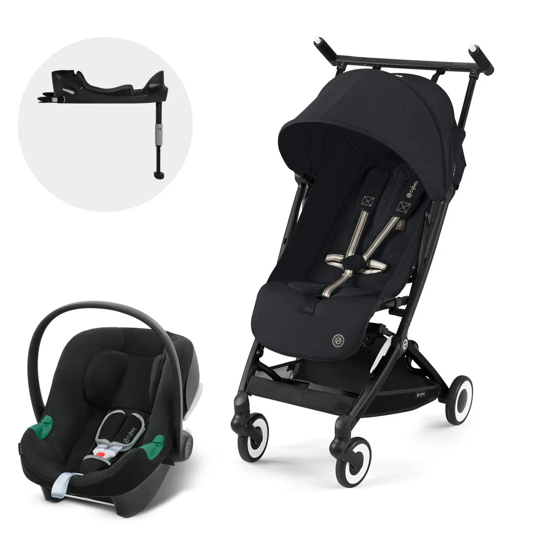 Travel System Coche Libelle + Silla Huevito Aton B2 + Base Black Magic Black Cybex