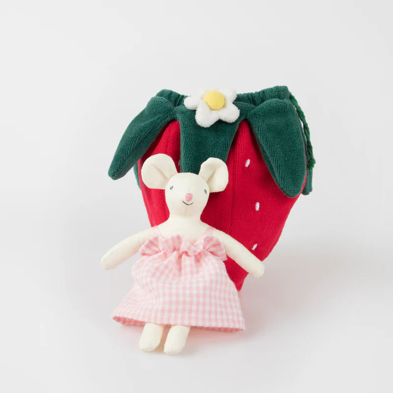 Mini muñeco raton en saquito de frutilla Meri Meri