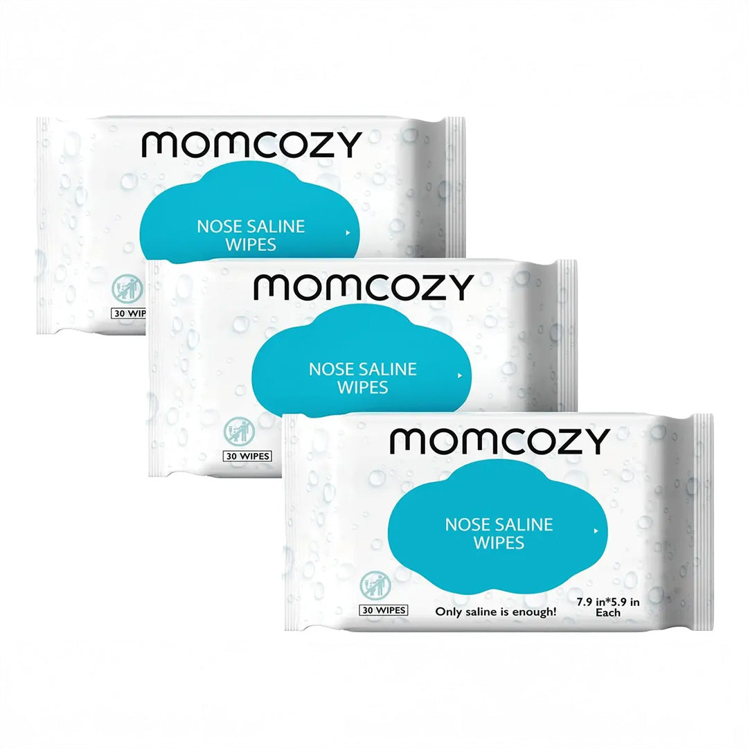 Toallitas húmedas con solución salina 100% Biodegradables para cara y nariz Momcozy