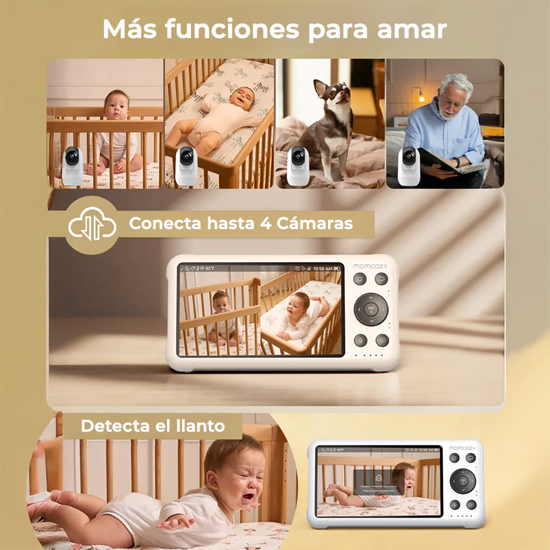 Monitor de Bebe Full HD Wi-Fi 5" Momcozy