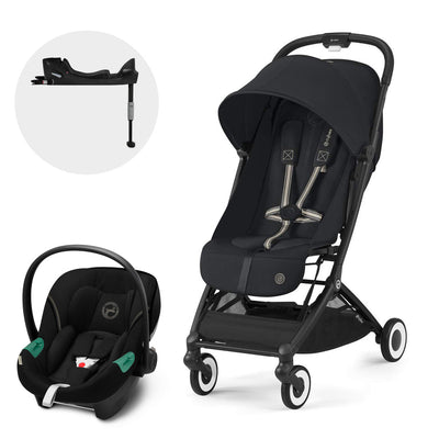 Travel System Orfeo Black Magic Black + Aton S2 + Base Cybex