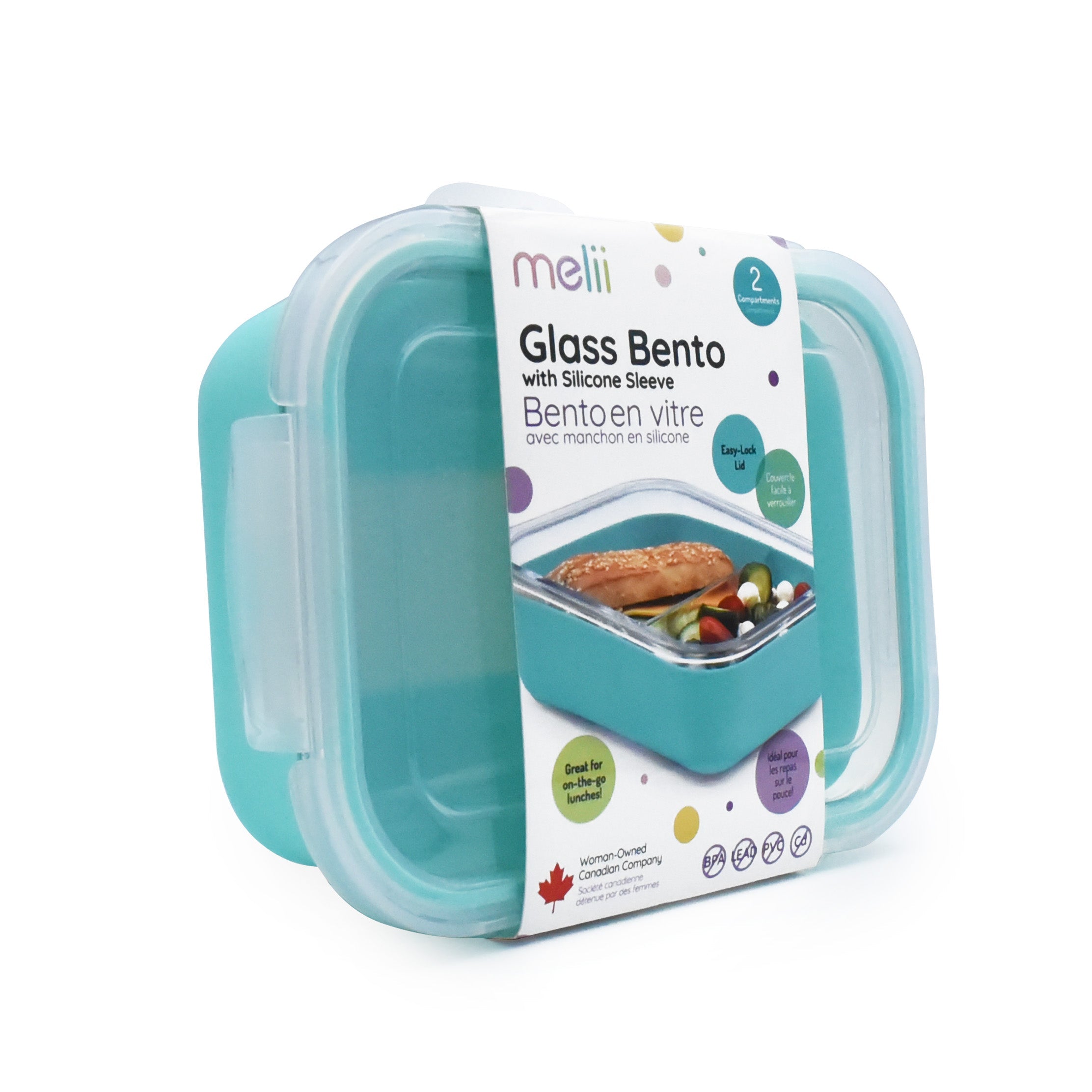 Contenedor de vidrio con tapa 740 ml Azul Melii