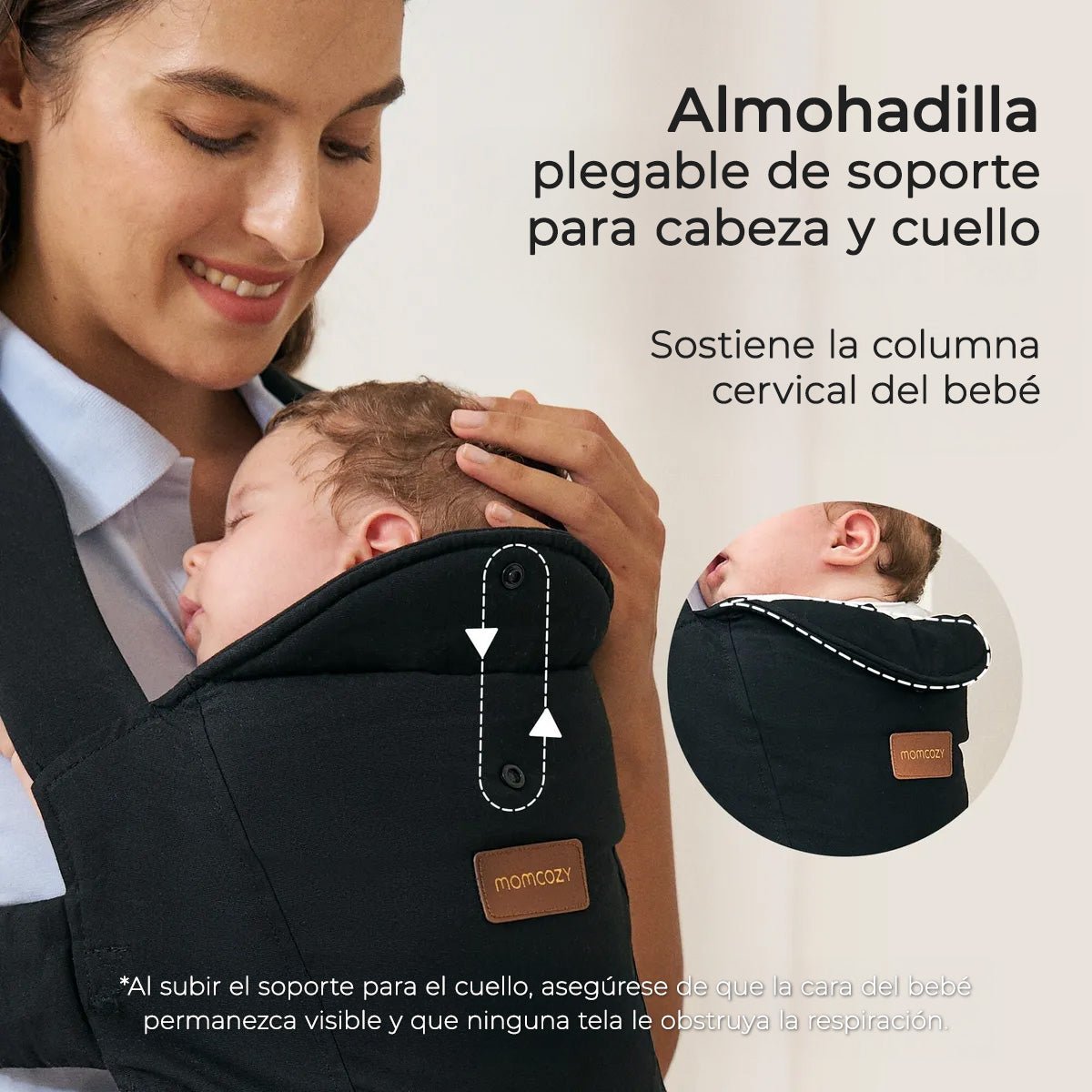 Portabebé Ergonómico WeeSnug para Recién Nacido Negro Momcozy