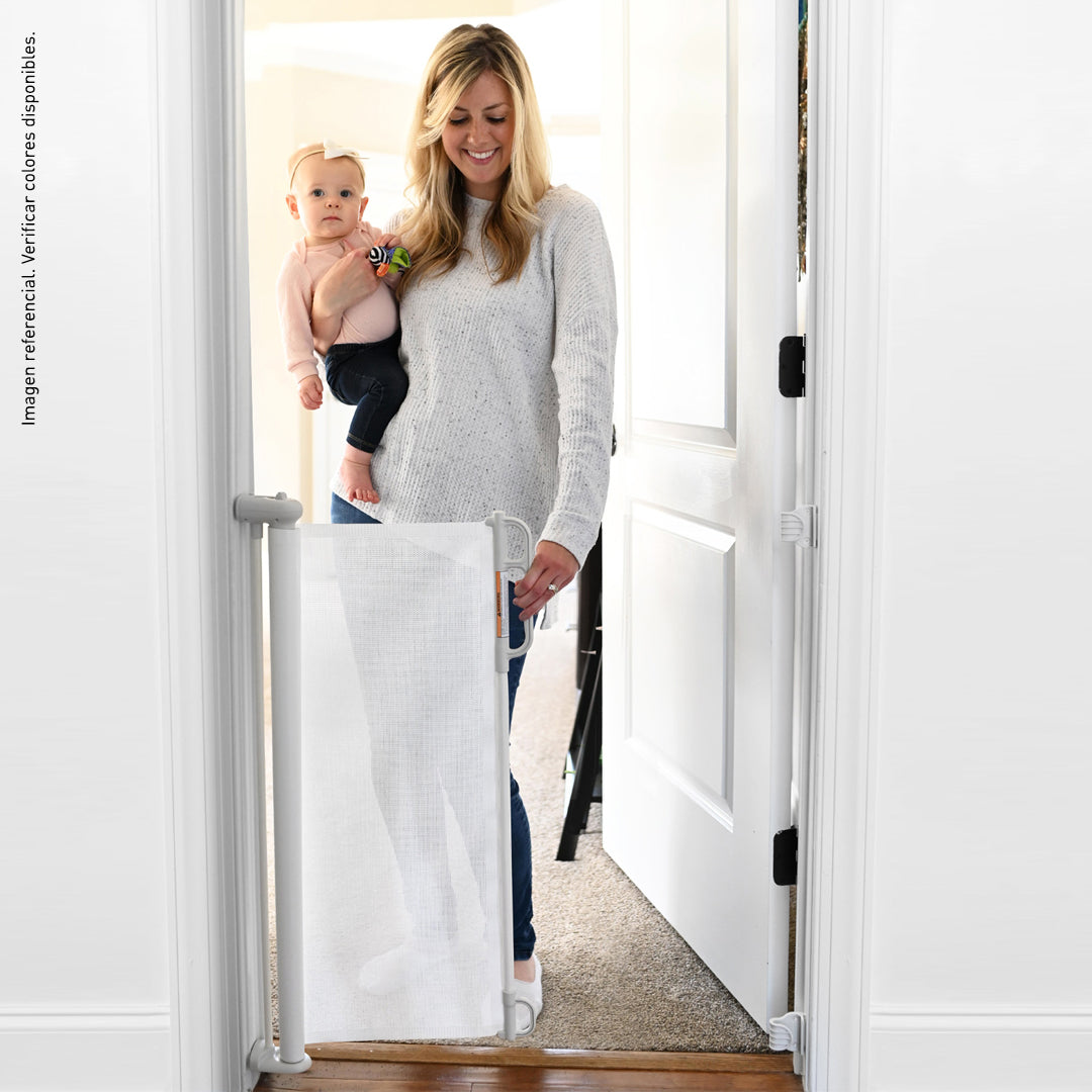 Puerta retráctil de seguridad para bebés blanco Momcozy