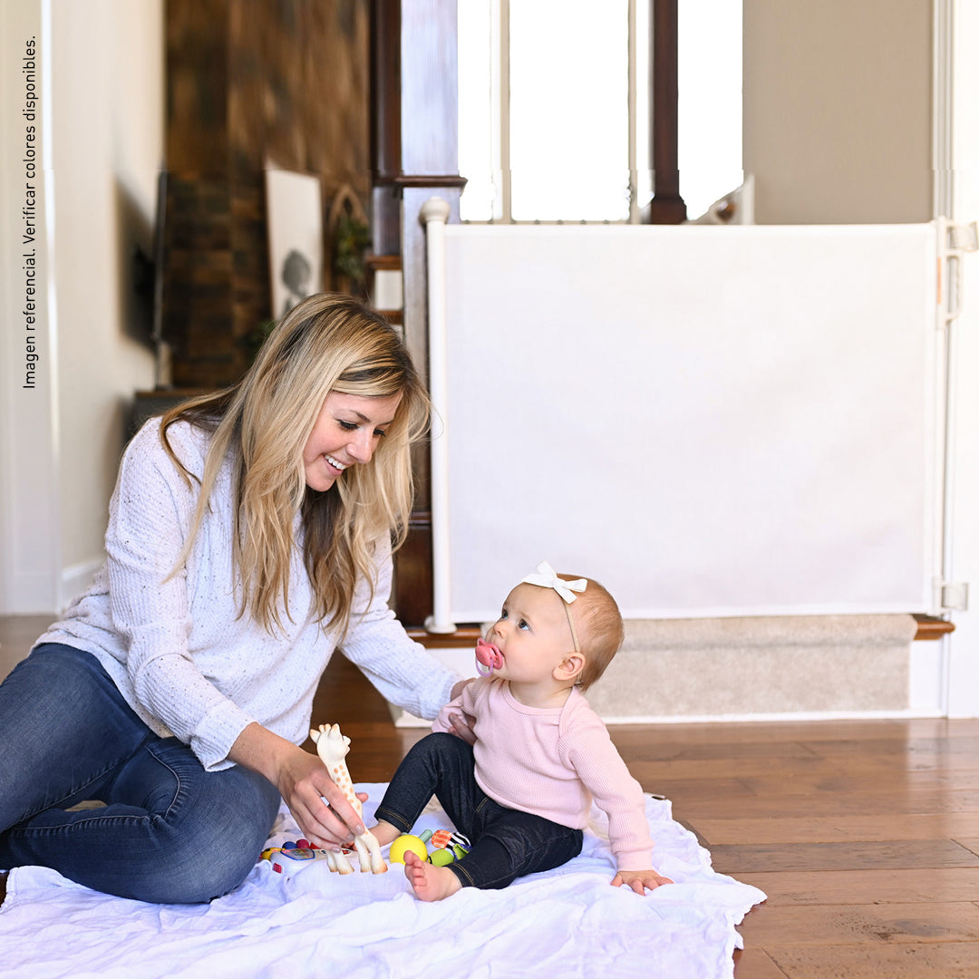 Puerta retráctil de seguridad para bebés blanco Momcozy