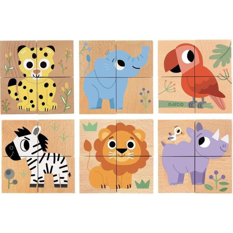Puzzle 4 Cubos de Madera Wild & Co Djeco