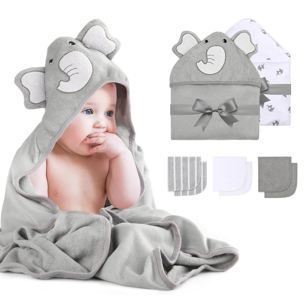Set de toalla con capucha y Toallitas para el baño Momcozy