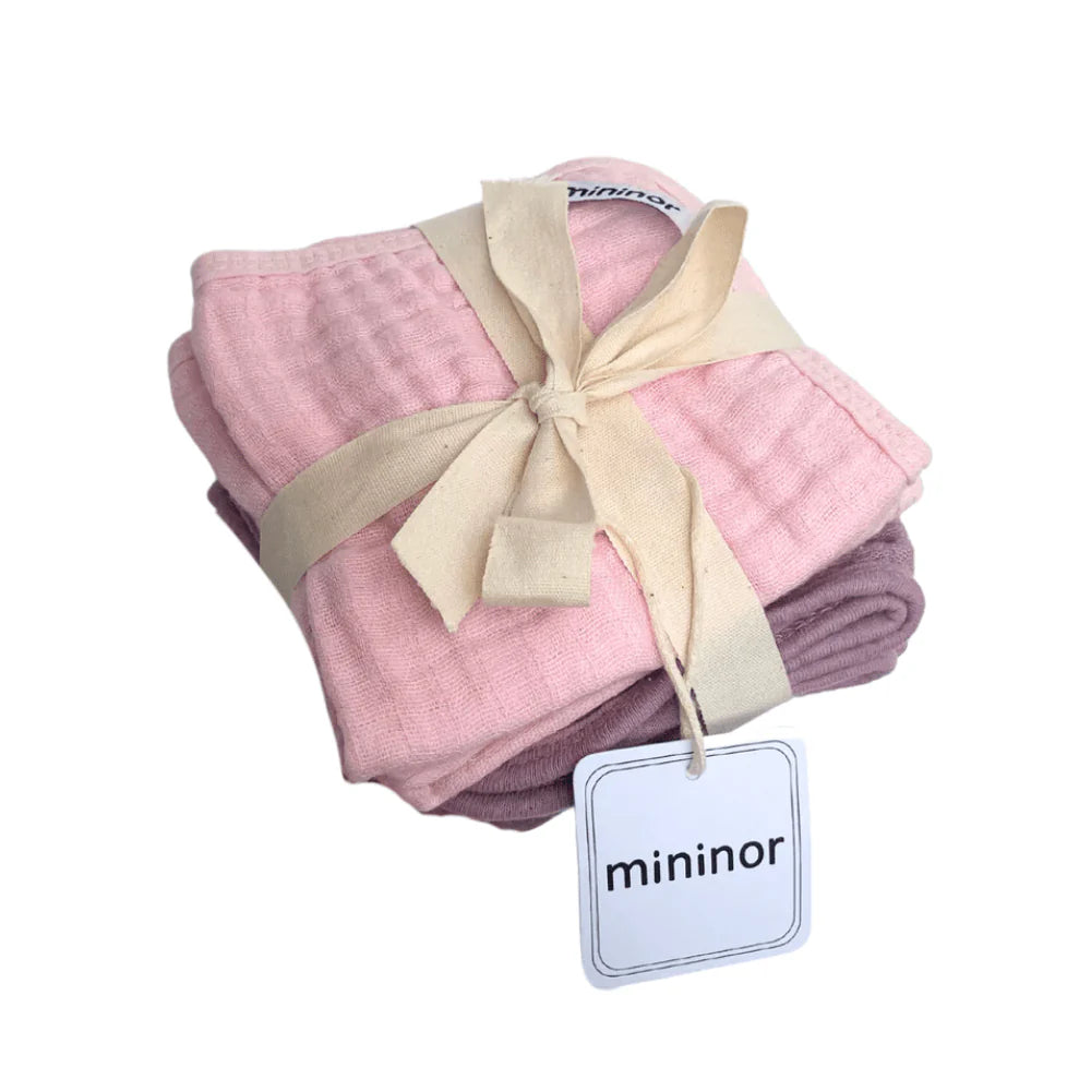 Muselina de algodón orgánico 6 unidades Rosa/Púrpura Mininor