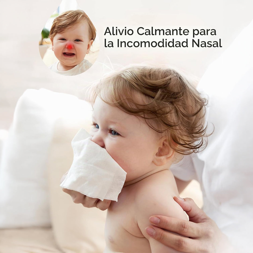 Toallitas húmedas con solución salina 100% Biodegradables para cara y nariz Momcozy