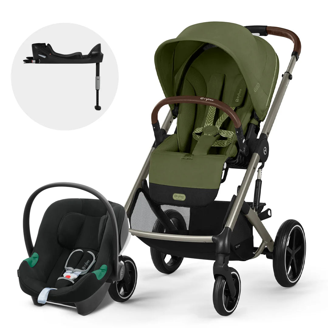 Travel System Balios S Lux 3.0 Taupe Moss Green Khaki + Aton B2 + Base Cybex