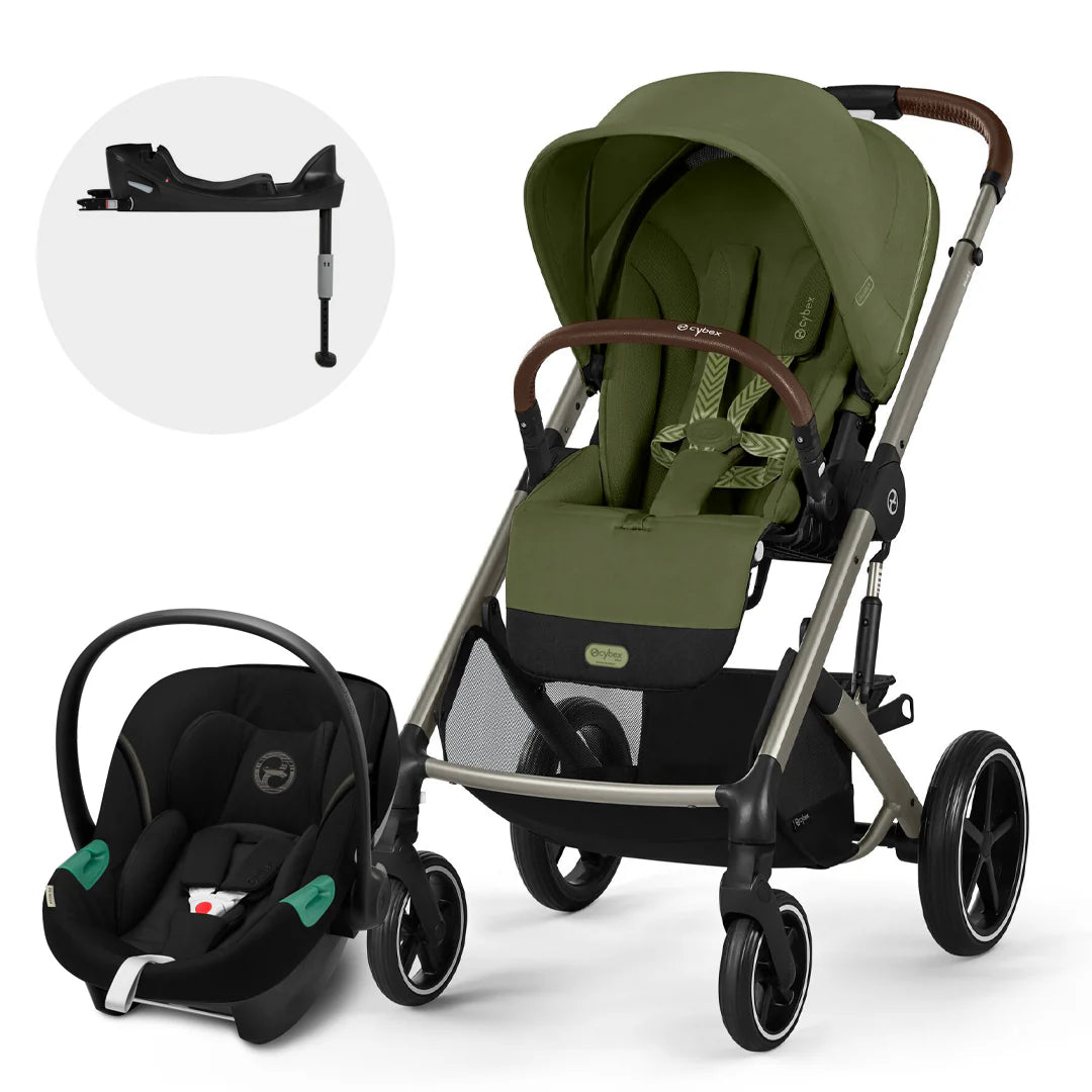 Travel System Balios S Lux 3.0 Taupe Moss Green Khaki + Aton S2 + Base Cybex