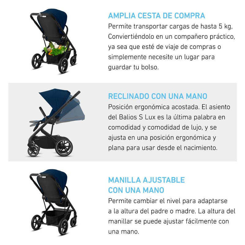 Travel System Balios S Lux 3.0 River Blue + Aton S2 + Base Cybex