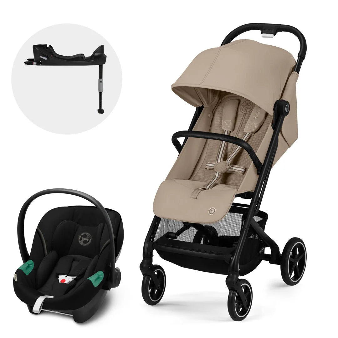 Travel System Beezy Almond Beige + Aton S2 + Base Cybex
