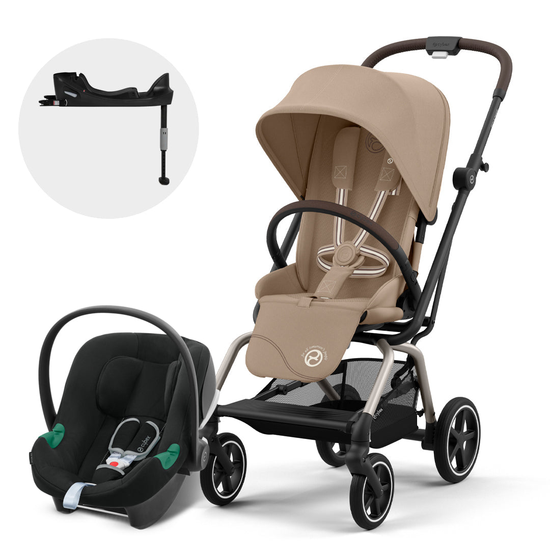 Travel System Eezy S Twist Plus Taupe Almond Beige + Aton B2 + Base Cybex