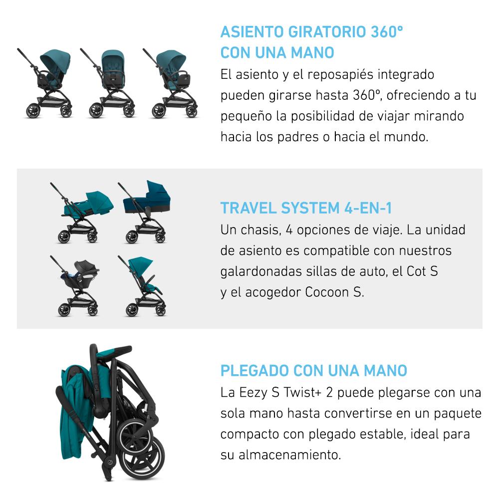 Travel System Eezy S Twist Plus Lava Grey + Aton S2 + Base Cybex