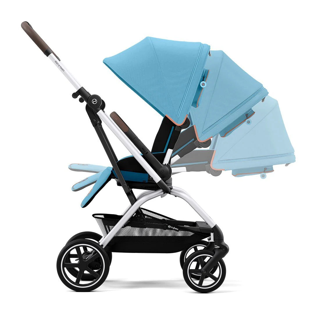 Travel System Eezy S Twist Plus Silver Beach Blue + Aton B2 + Base Cybex