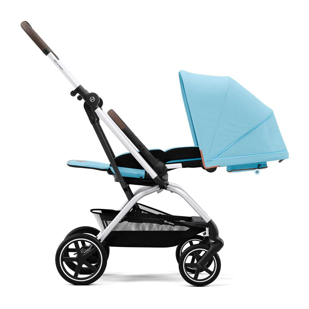 Travel System Eezy S Twist Plus Silver Beach Blue + Aton B2 + Base Cybex