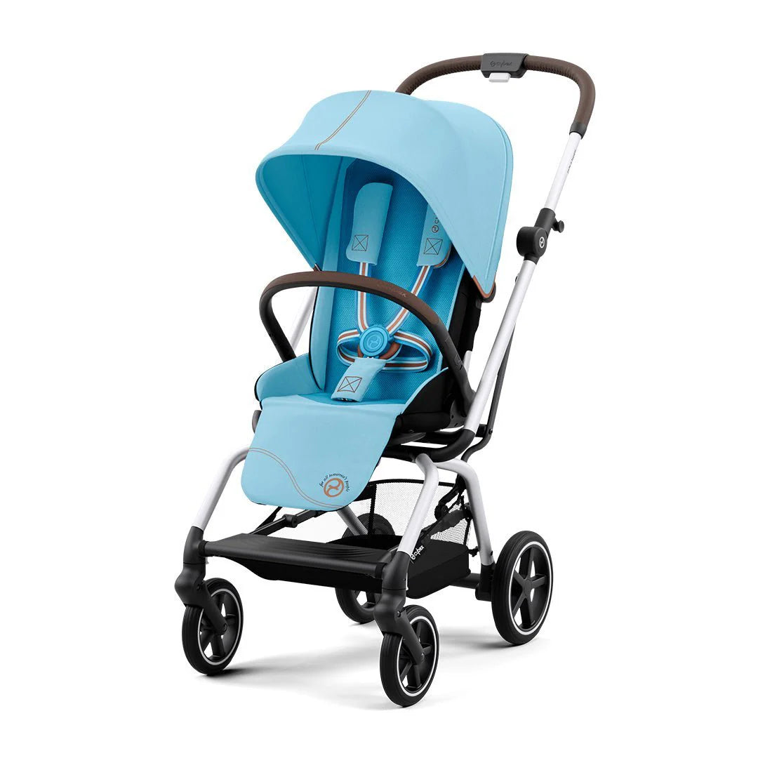 Travel System Eezy S Twist Plus Silver Beach Blue + Aton B2 + Base Cybex