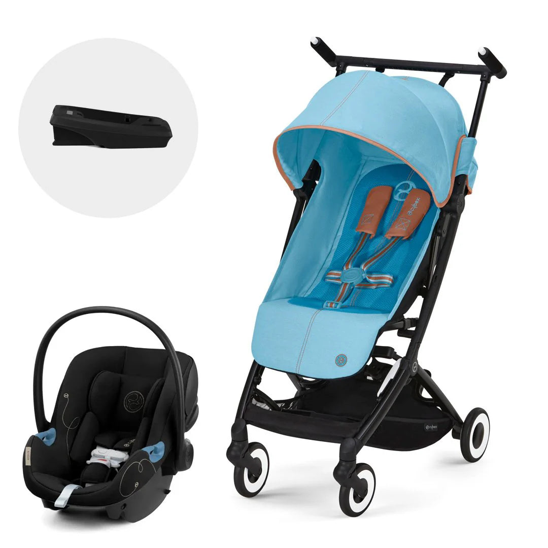 Travel System Coche Libelle + Silla Huevito Aton G + Base Black Beach Blue Cybex