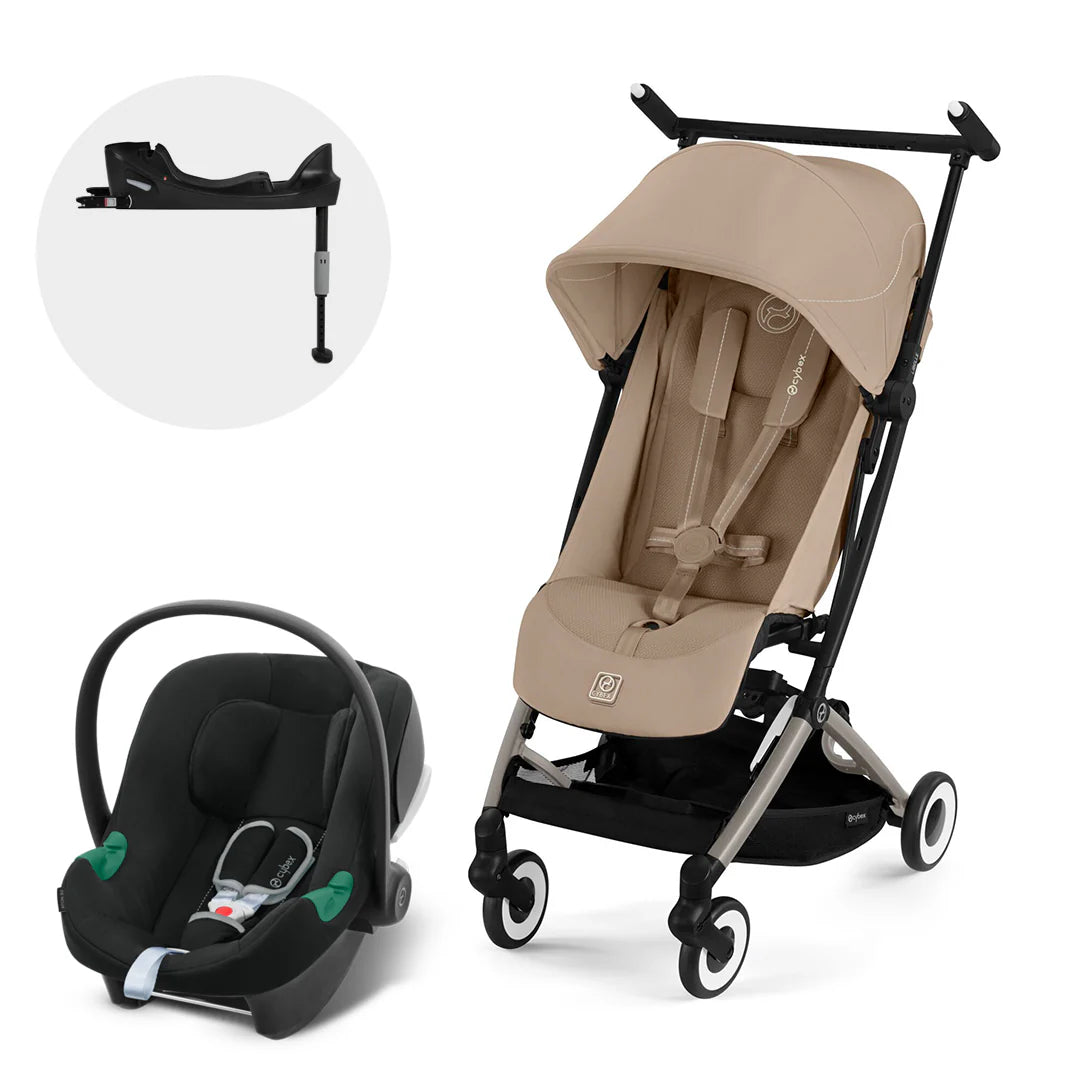 Travel System Coche Libelle + Silla Huevito Aton B2 + Base Almond Beige Cybex