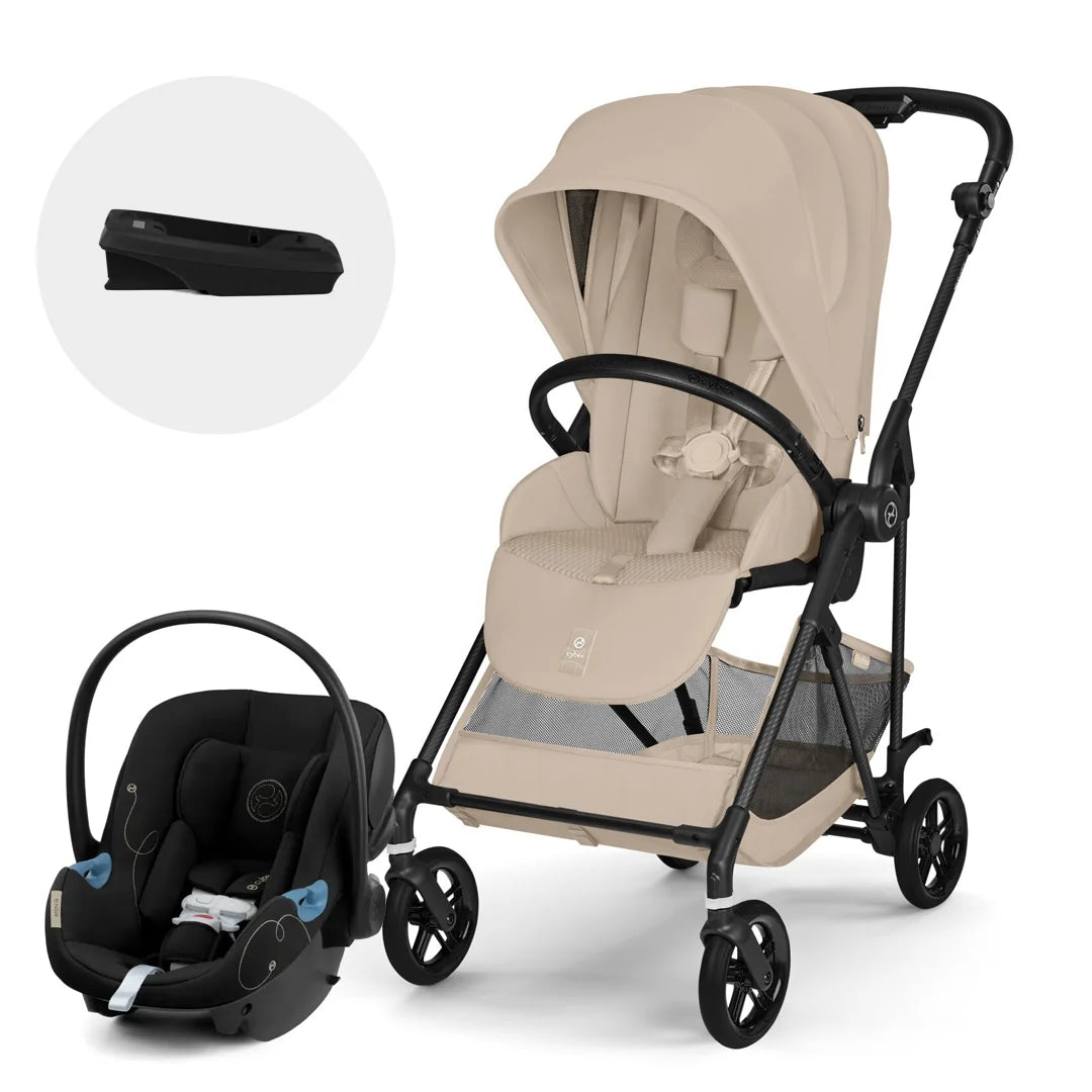 Travel System Melio Carbon + Aton G + Base Almond Beige Cybex