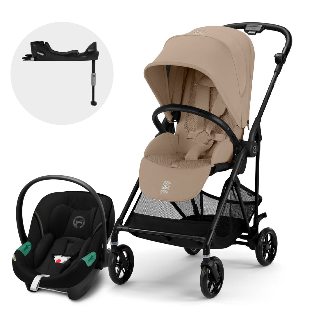 Travel System Melio Carbon + Aton S2 + Base Almond Beige Cybex
