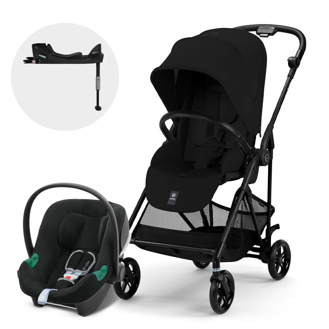 Travel System Melio Carbon + Aton B2 + Base Moon Black Cybex