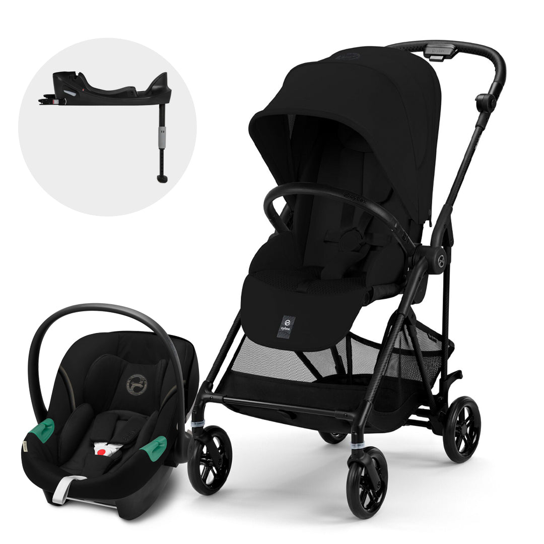Travel System Melio Carbon + Aton S2 + Base Moon Black Cybex