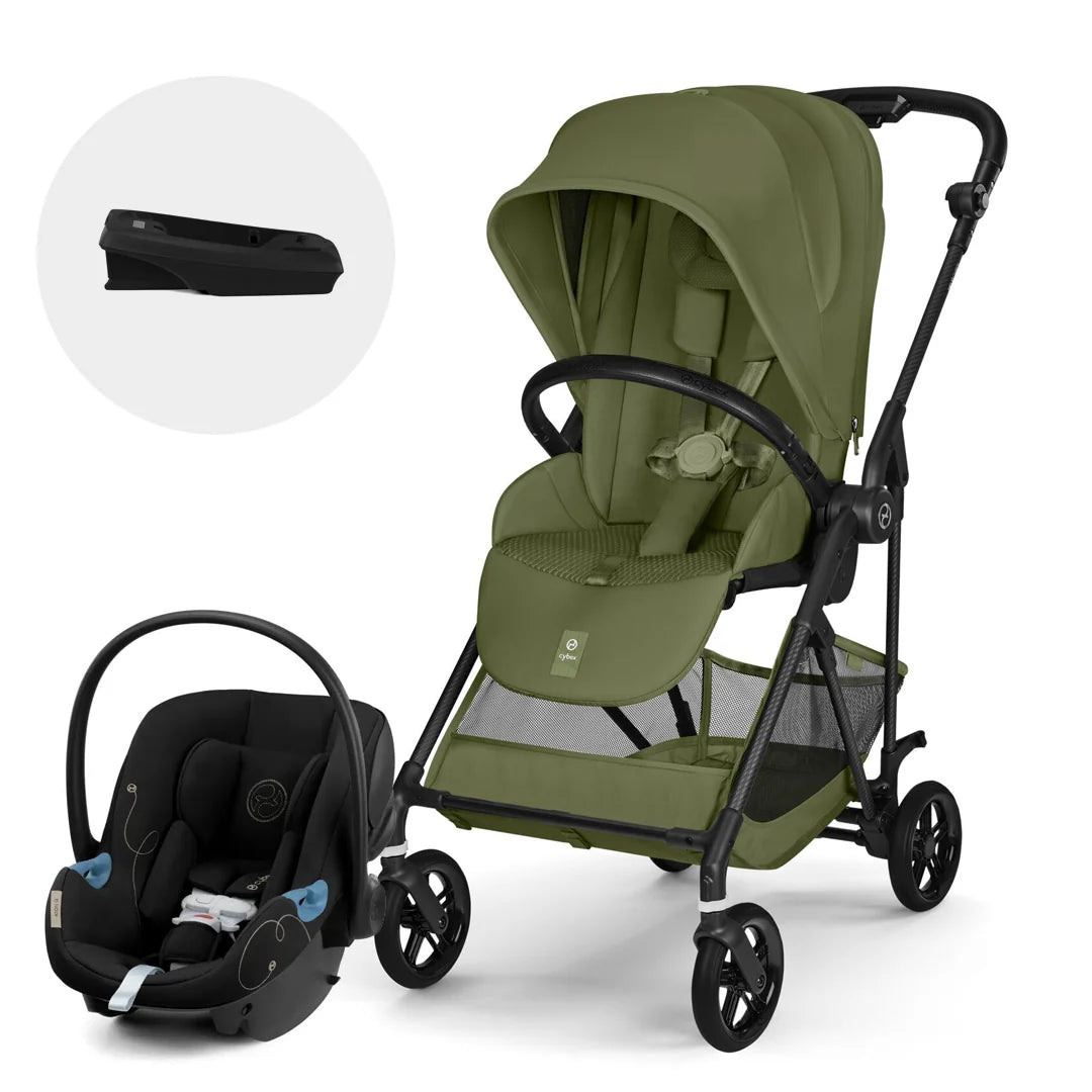 Travel System Melio Carbon + Aton G + Base Moss Green Cybex