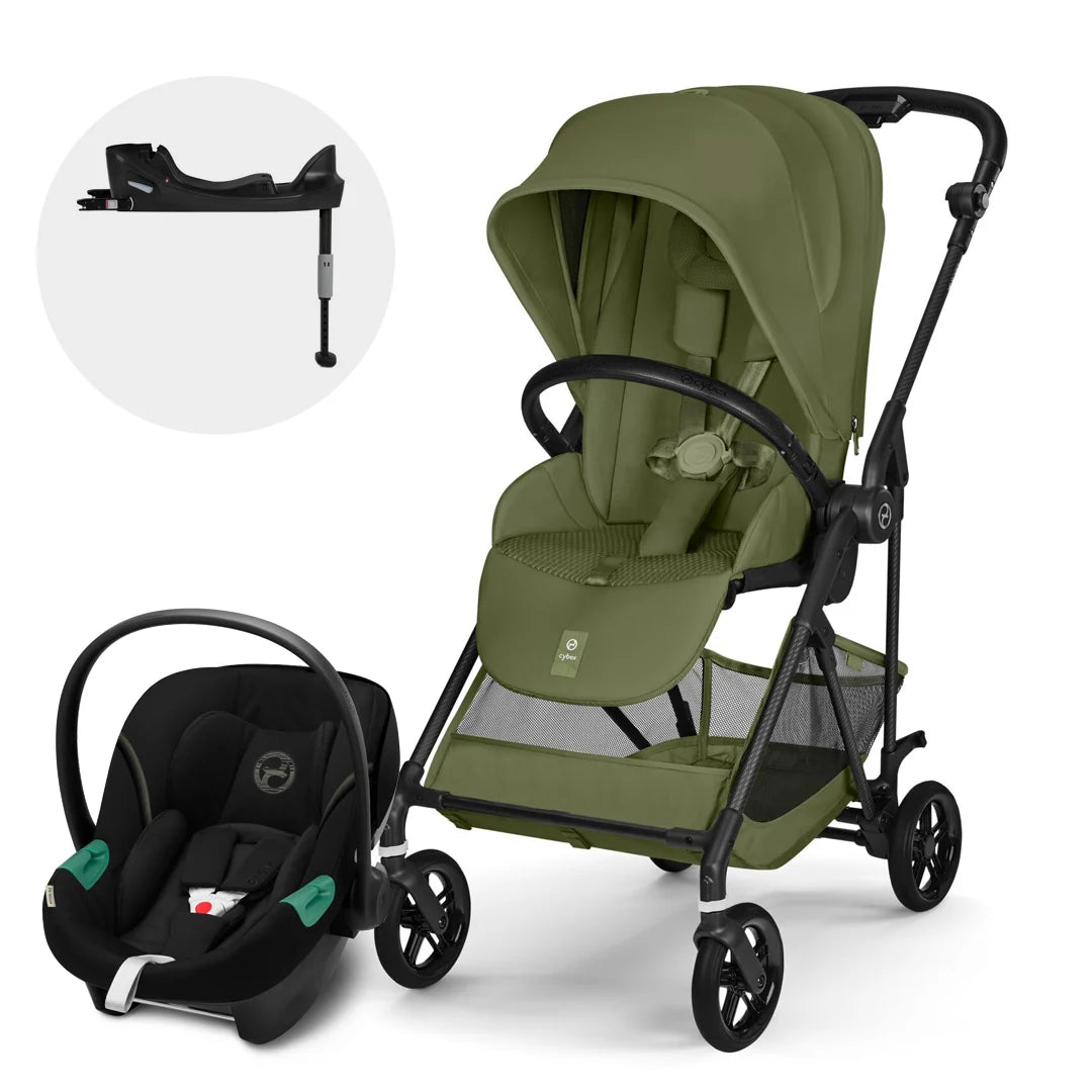 Travel System Melio Carbon + Aton S2 + Base Moss Green Cybex