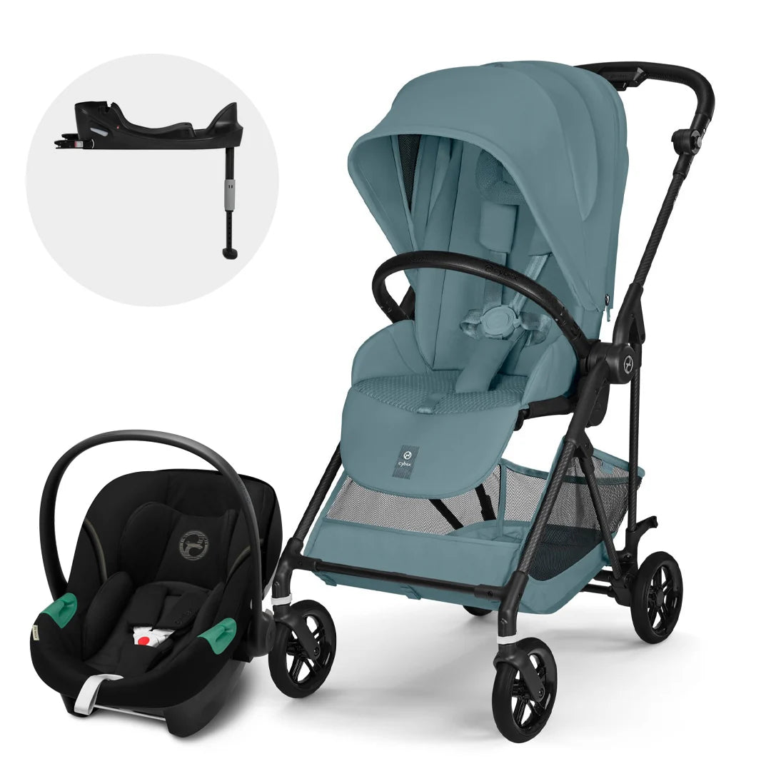 Travel System Melio Carbon + Aton S2 + Base Stormy Blue Cybex