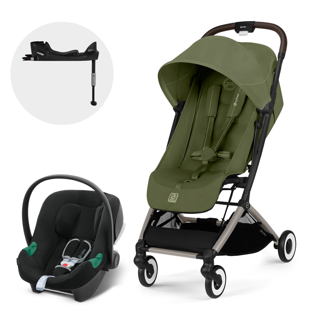 Travel System Orfeo + Aton B2 + Base Green Khaki Cybex