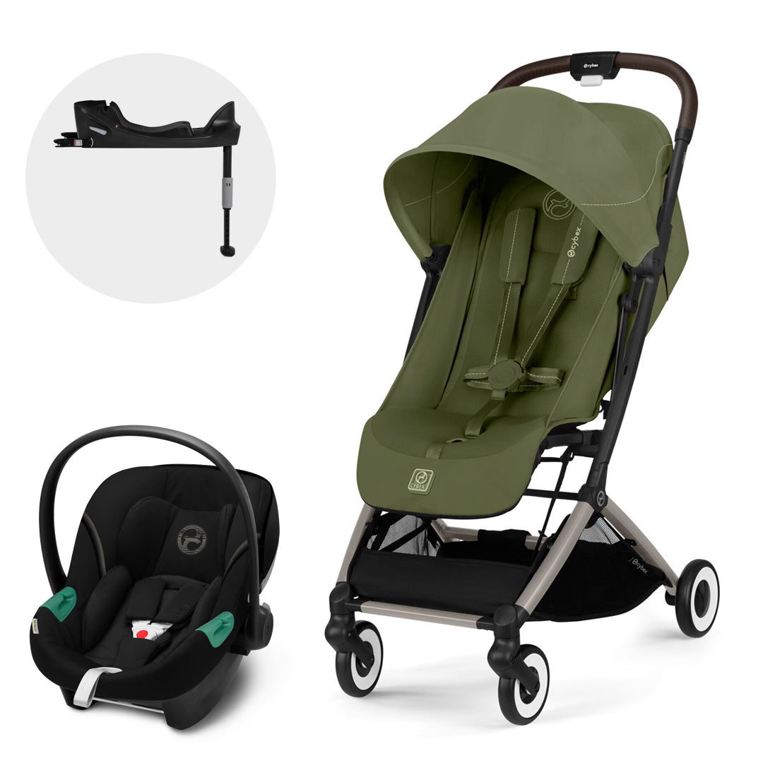 Travel System Orfeo + Aton S2 + Base Green Khaki Cybex