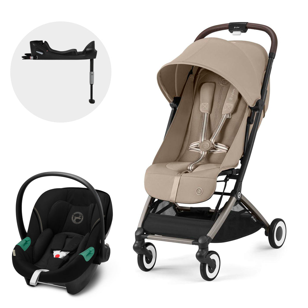 Travel System Orfeo + Aton S2 + Base Almond Beige Cybex