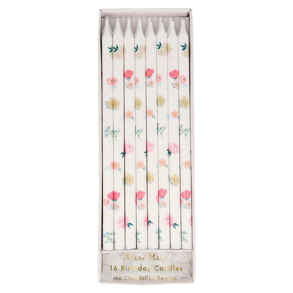 Velas impresas Flores sobre blanco Meri Meri