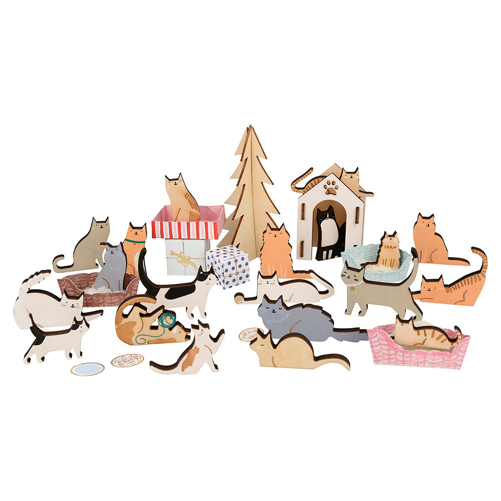 Calendario de Adviento gatos de madera Meri Meri