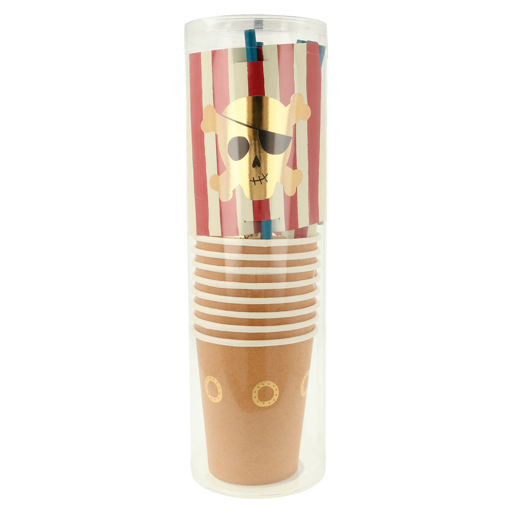 Vasos de pirata con bombilla y vela Meri Meri