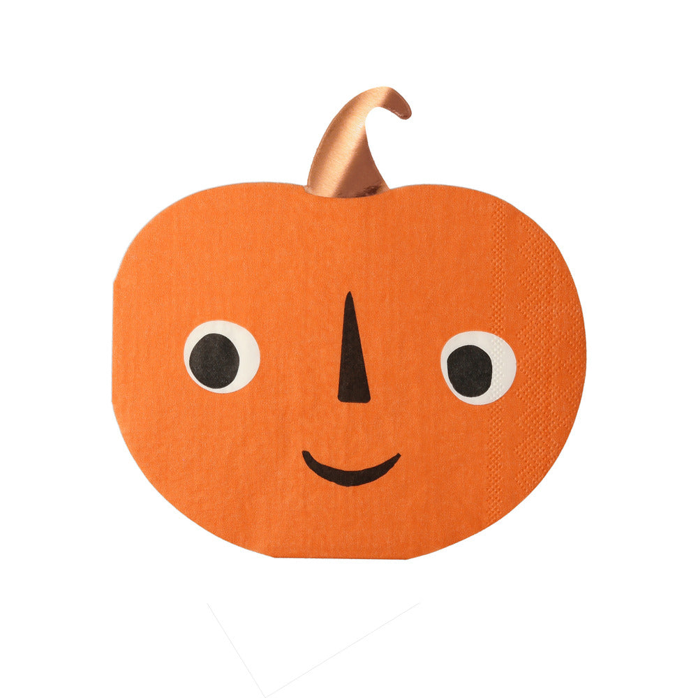 Servilletas con forma de calabazas sonrientes Halloween Meri Meri