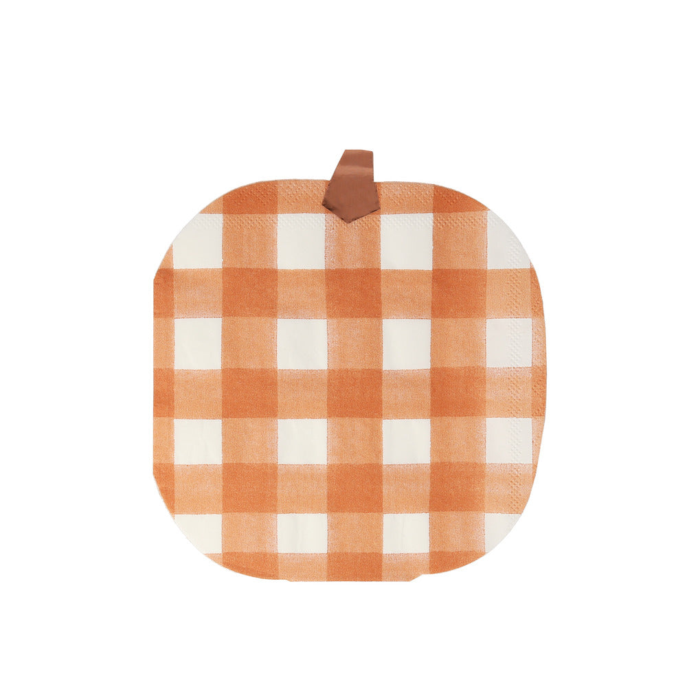 Servilletas con forma de calabaza cuadrillé Halloween Meri Meri