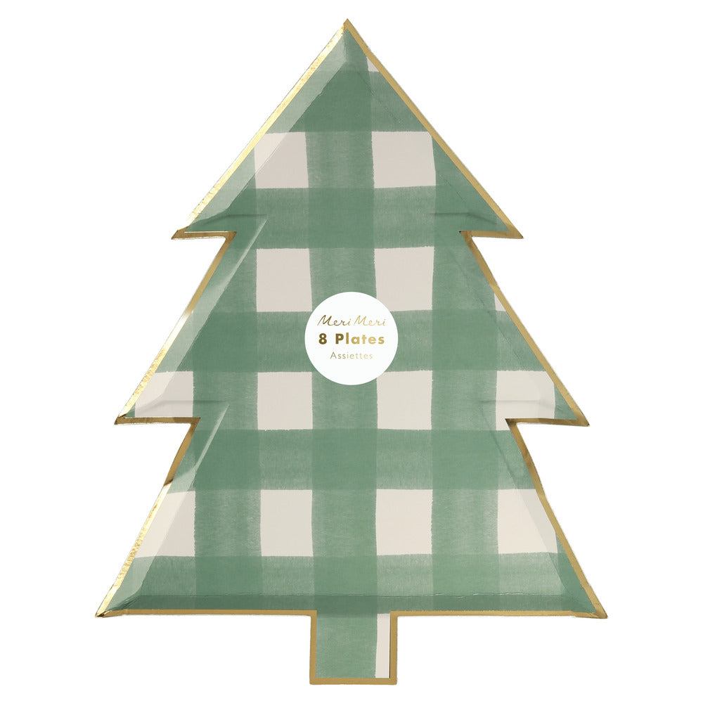 Platos con forma de árbol cuadrillé Meri Meri