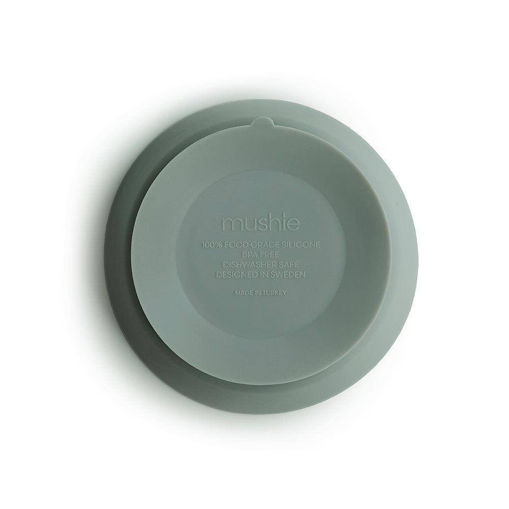Bowl Redondo Silicona con Succión Mushie Cambridge Blue