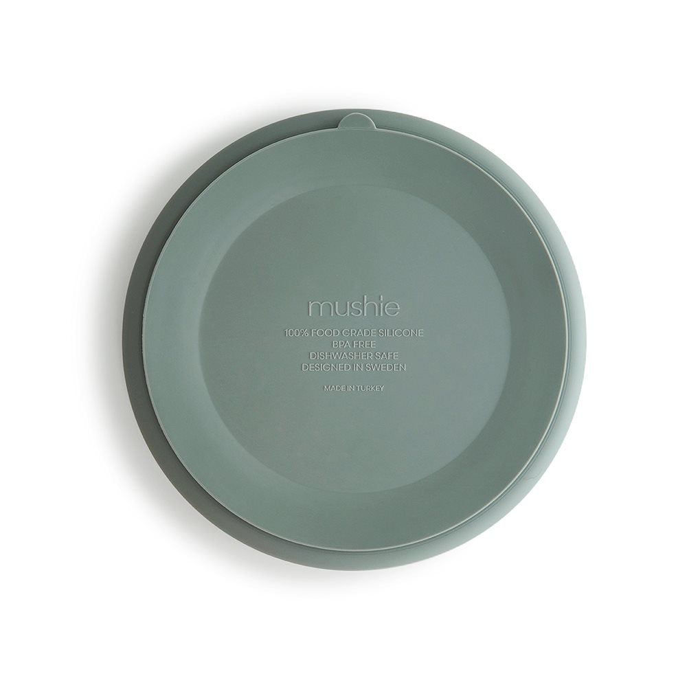 Plato Redondo Succión Silicona Mushie Cambridge Blue